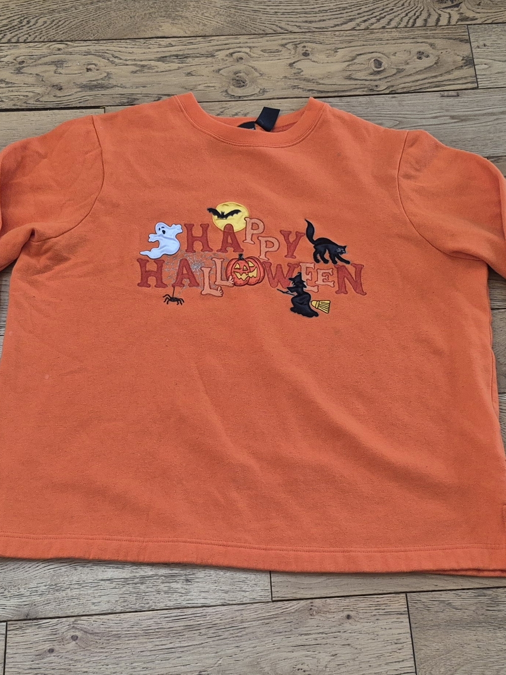 Holiday Editions Ladies Happy Halloween Embroidered Sweatshirt 1X Size 1X